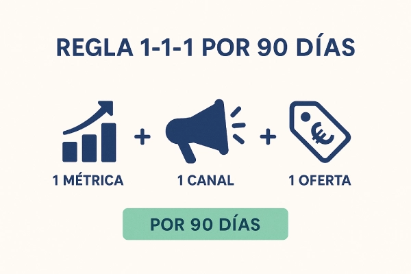 Miniatura Regla 1-1-1 por 90 días: foco en 1 métrica, 1 canal y 1 oferta para generar ventas reales.