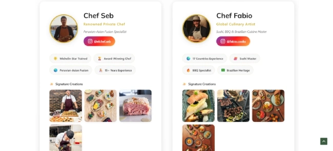 Diseño web para Chef Seb en versión escritorio